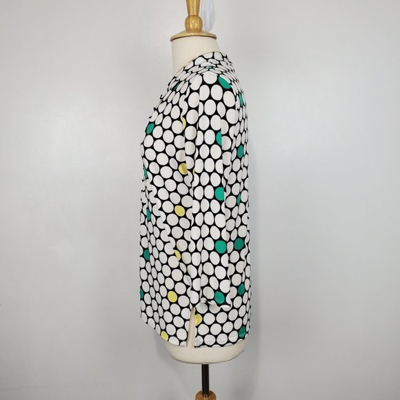 Worthington Split Neck Stretchy Circle Polka Dot Pullover Top, Size L - Picture 4 of 11